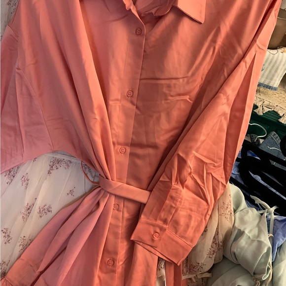 Lumiere Satin Ruffle Shirt Dress - Picture 5 of 5